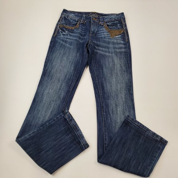 Karen Millen Dark Wash Embellished Flared Leg Jeans - Picture 1 of 6